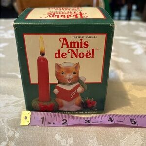 Vintage Cat Holiday Candle Holder - Red